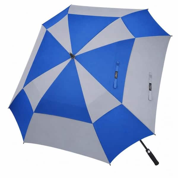 Auto‑Open Windproof 62 in. Golf Umbrella, Stick Umbrella, Blue, UV‑Protective Square Double Canopy Umbrella for Summer