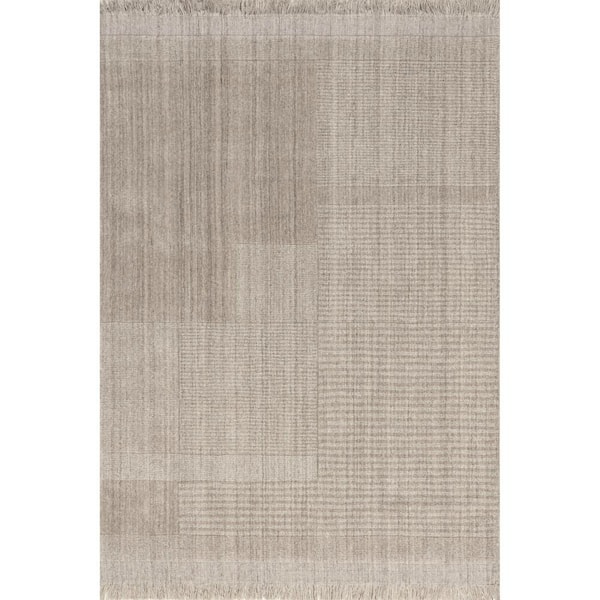 RUGS USA Mozai Fringed Wool-Blend Beige 4 ft. x 6 ft. Indoor/Outdoor Patio Rug