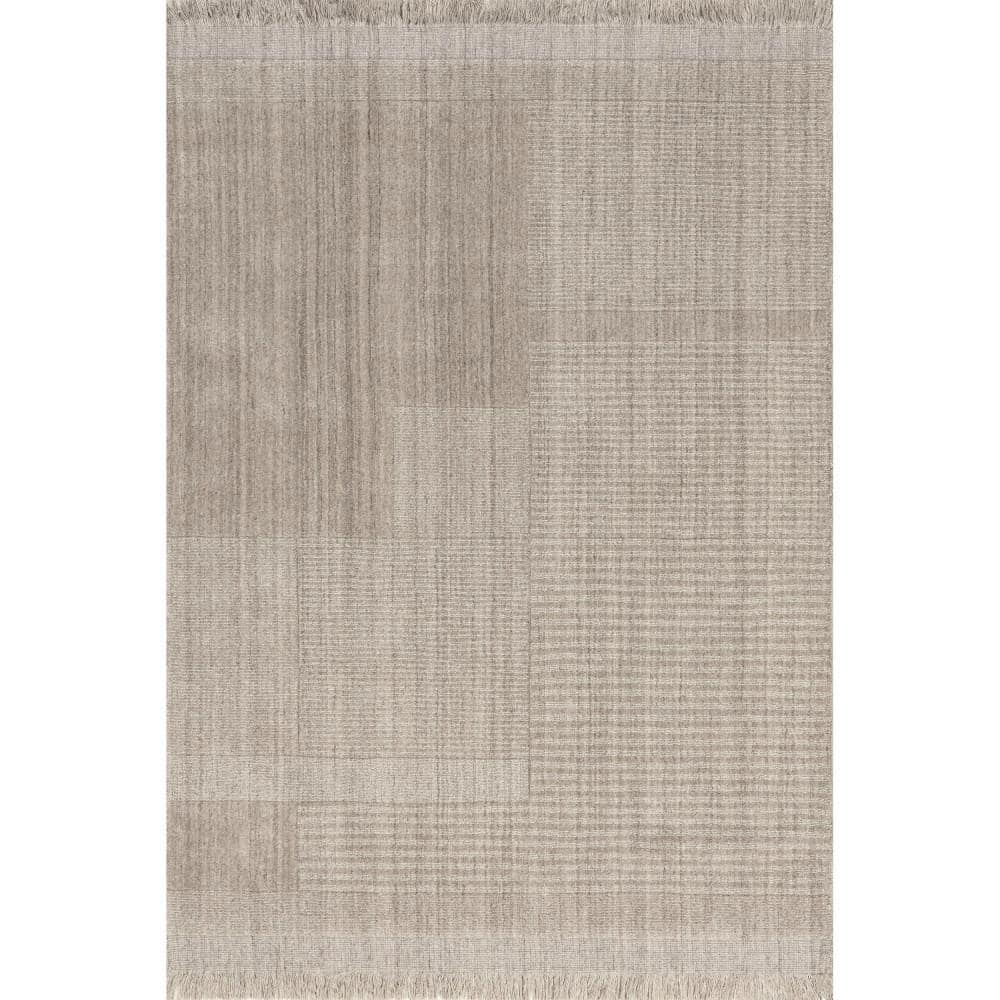 RUGS USA Mozai Fringed Wool-Blend Beige 5 ft. x 8 ft. Indoor RUGS USA Mozai Fringed Wool-Blend Beige 5 ft. x 8 ft. Indoor