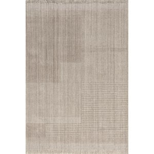 Arvin Olano Mozaki Fringed Wool-Blend Beige 8 ft. x 10 ft. Indoor/Outdoor Patio Rug
