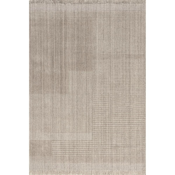 RUGS USA Arvin Olano Mozaki Fringed Wool-Blend Beige 8 ft. x 10 ft ...