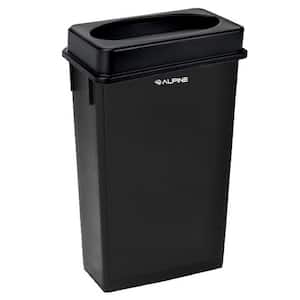 23 Gal. Black Vented Heavy-Duty Plastic Commercial Slim Garbage Trash Can with Swing Drop Shot Lid