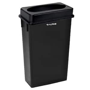23 Gal. Black Vented Heavy-Duty Plastic Commercial Slim Garbage Indoor Trash Can with Swing Drop Shot Lid