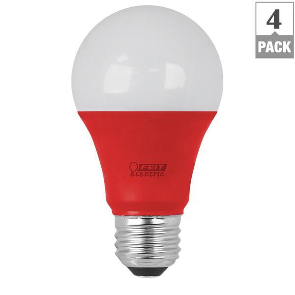 Feit Electric 40W Equivalent A19 Red Household LED Light Bulb (Case of 4)