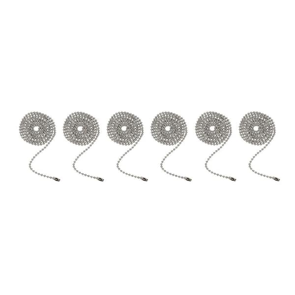 3 Feet Brushed Pewter Beaded Pull Chain with Connector (6-Pack)