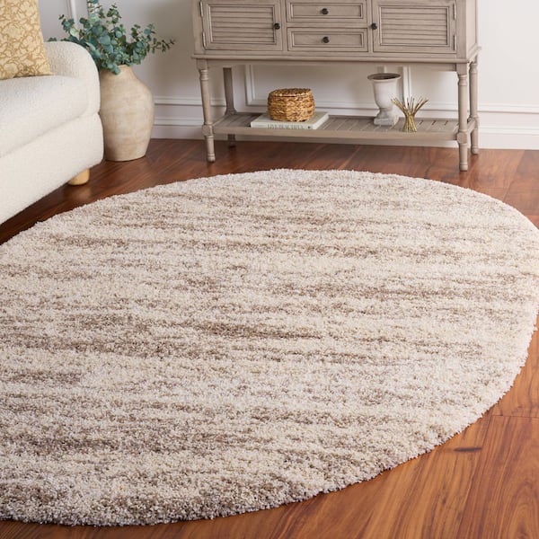 Hudson Shag 8 ft. x 10 ft. Oval Ivory/Beige Marble Area Rug