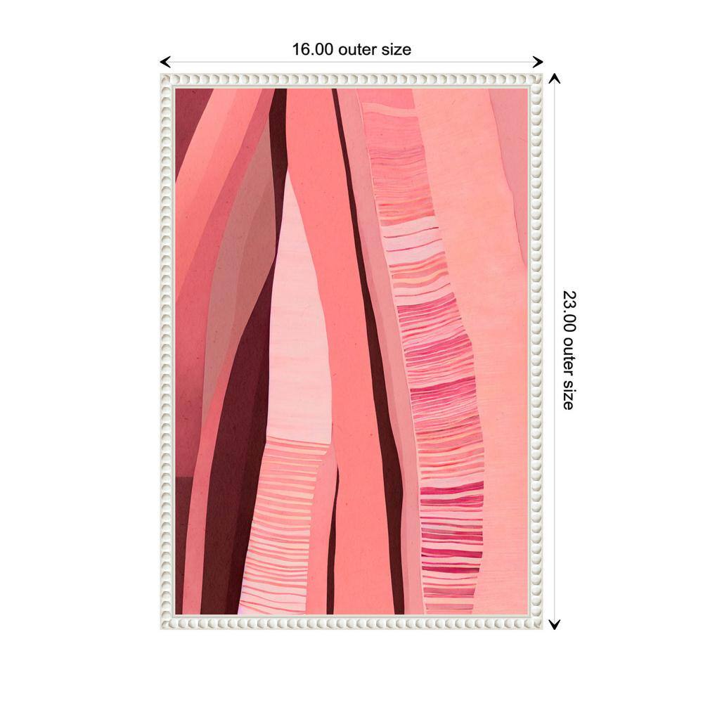 Pink Layers Abstract Canvas Art with White Floater Frame