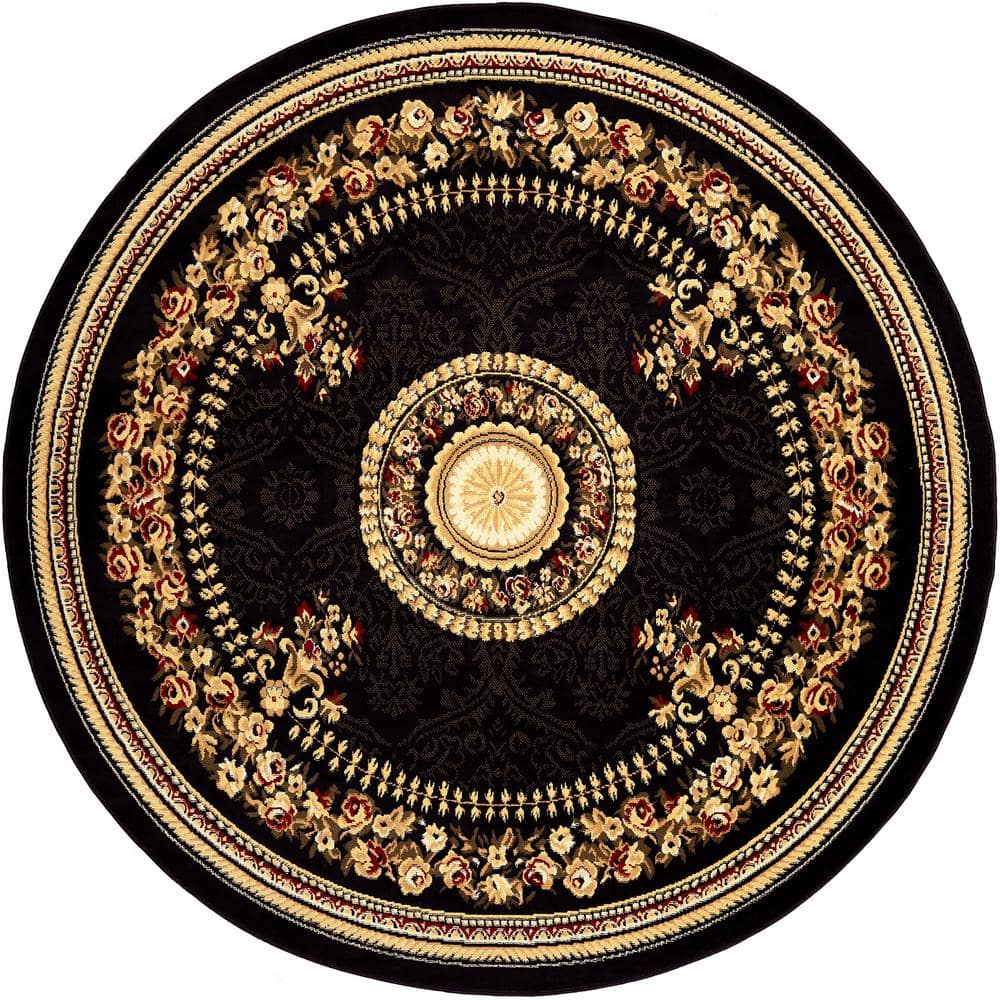 Home Dynamix Optimum Athens Traditional Border Area Rug Round 7ft Round Indoor Round