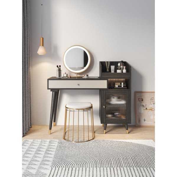 JASIWAY 46.5 in. Black 1 Drawer Dresser with Side Cabinet