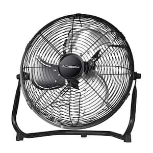 20 in. 3-Speed High-Velocity Industrial Heavy Duty Metal Floor Fan in Black with Tilting Head for Outdoor/Indoor Use