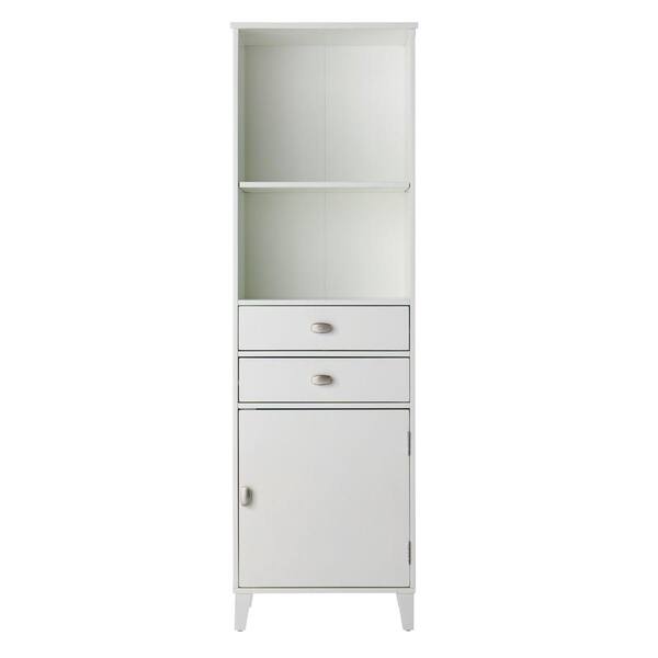 Home Decorators Collection Moderna 20 in. W Linen Cabinet with Glass Door in White