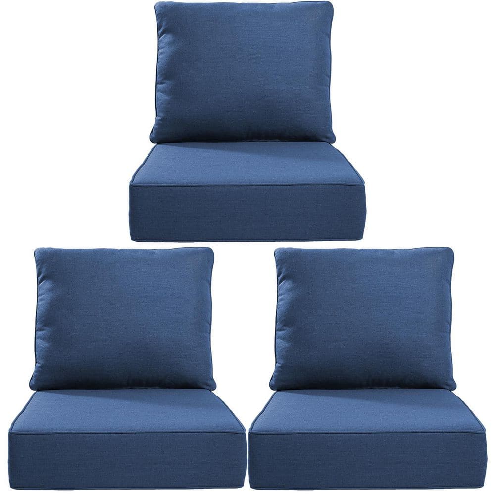 22 in. W x 24 in. D x 6 in. T 6-Piece Water and Fade Resistant Outdoor Lounge Chair Replacement Cushion Set in Blue price history on PriceWatchPro