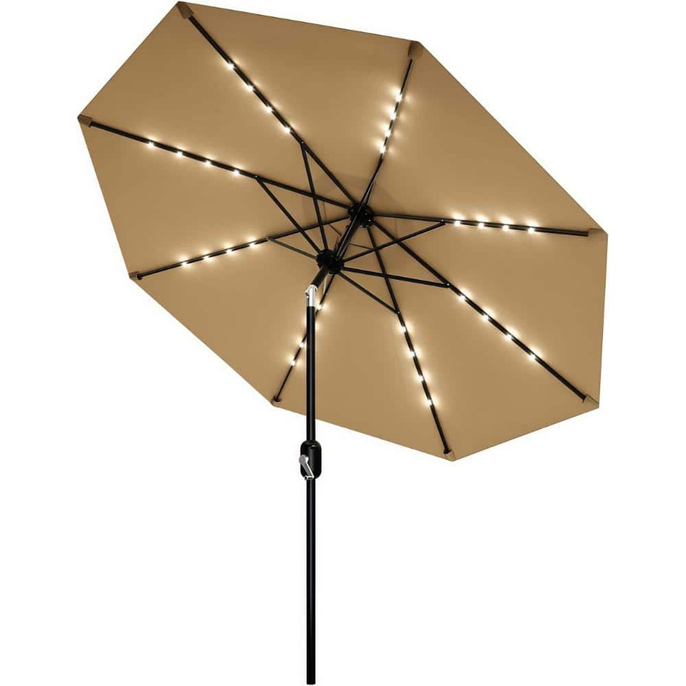 9 ft. Tan Steel Solar LED Market Patio Umbrella with 32 Lights, C price history on PriceWatchPro