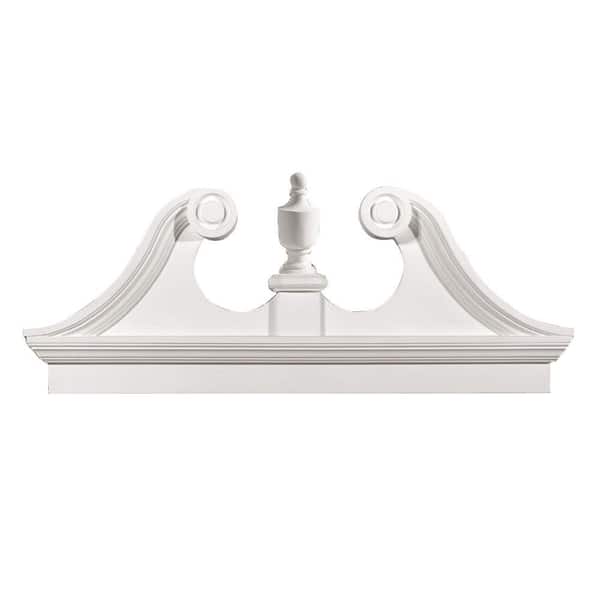 54 in. x 23-1/2 in. x 3-1/8 in. Polyurethane Combination Rams Head Pediment
