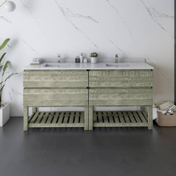 Fresca Formosa 70 in. Freestanding Open Bottom Double Bath Vanity Cabinet without Top in Sage Gray