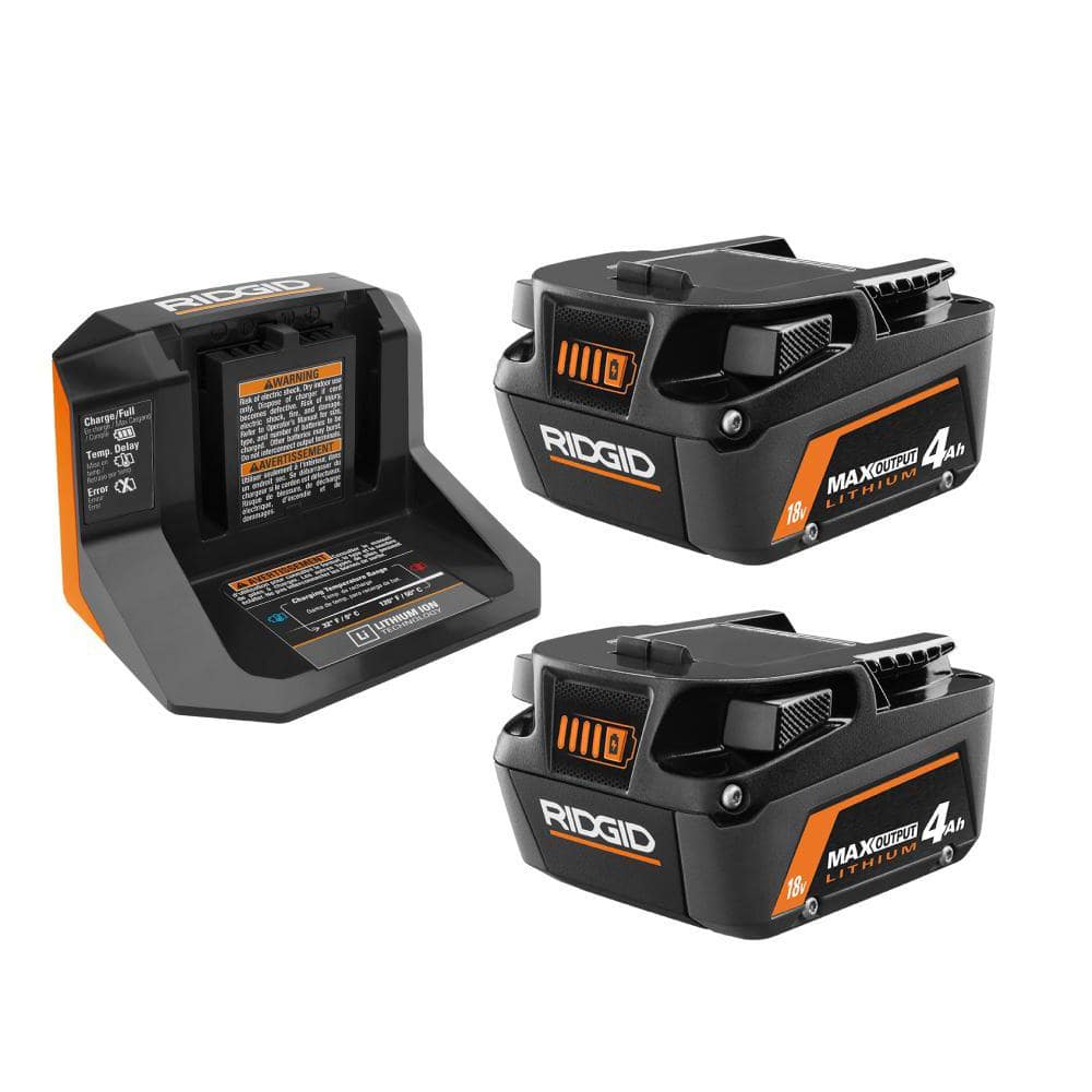 RIDGID 18V MAX Output Starter Kit with (2) 4.0 Ah Batteries and Charger (AC8609340SB)