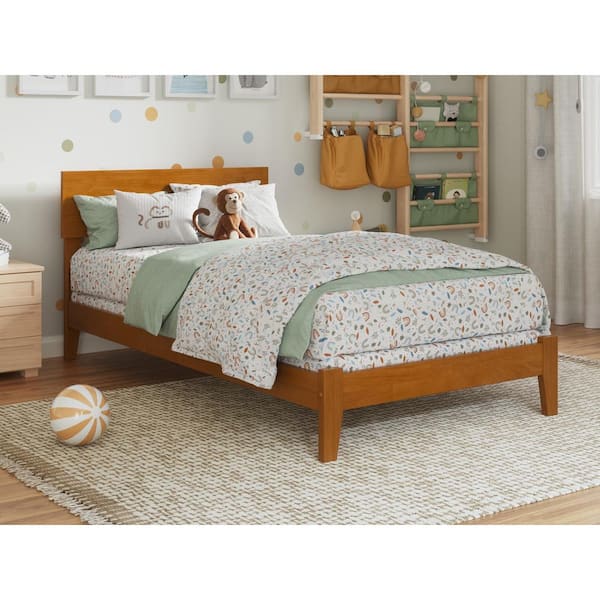 AFI Orlando Light Toffee Natural Bronze Solid Wood Frame Twin Foundation Panel Bed