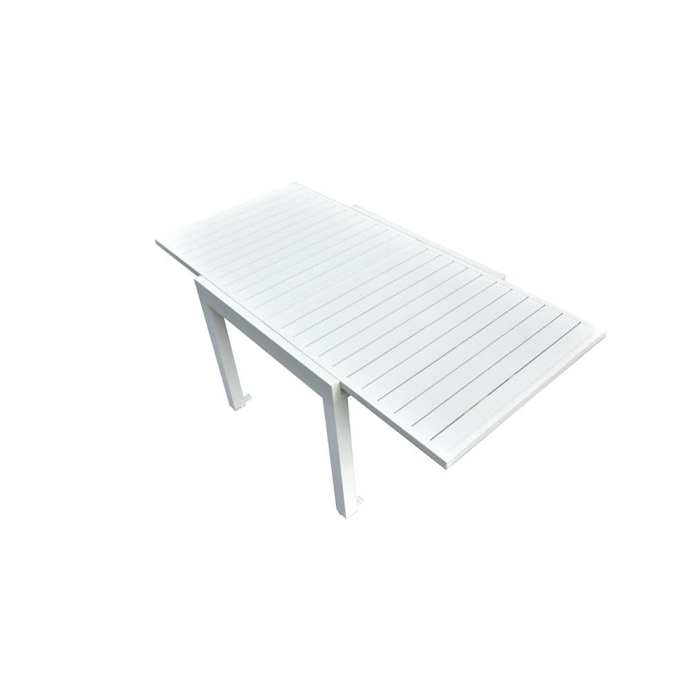 Germaine 70.8 in. Ivory White Aluminum Rectangular Outdoor Patio Dining Table with Extension