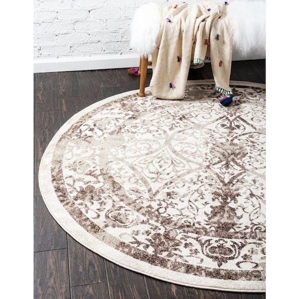 La Jolla Traditional Brown 3' 3 x 3' 3 Round Rug