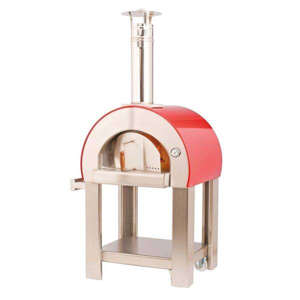 Alfa Pizza 23.6 in. x 19.7 in. Outdoor Wood Burning Pizza Oven in Red