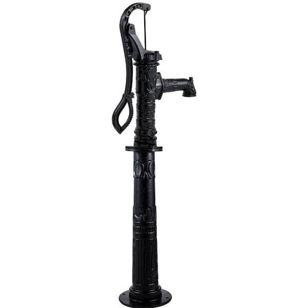 Cast Iron Pitcher Pump, Hand Water Pump with 26 in. Stand, Easy Install for Garden, Yard, Farm, 15.7x9.4x53.1 in., Black