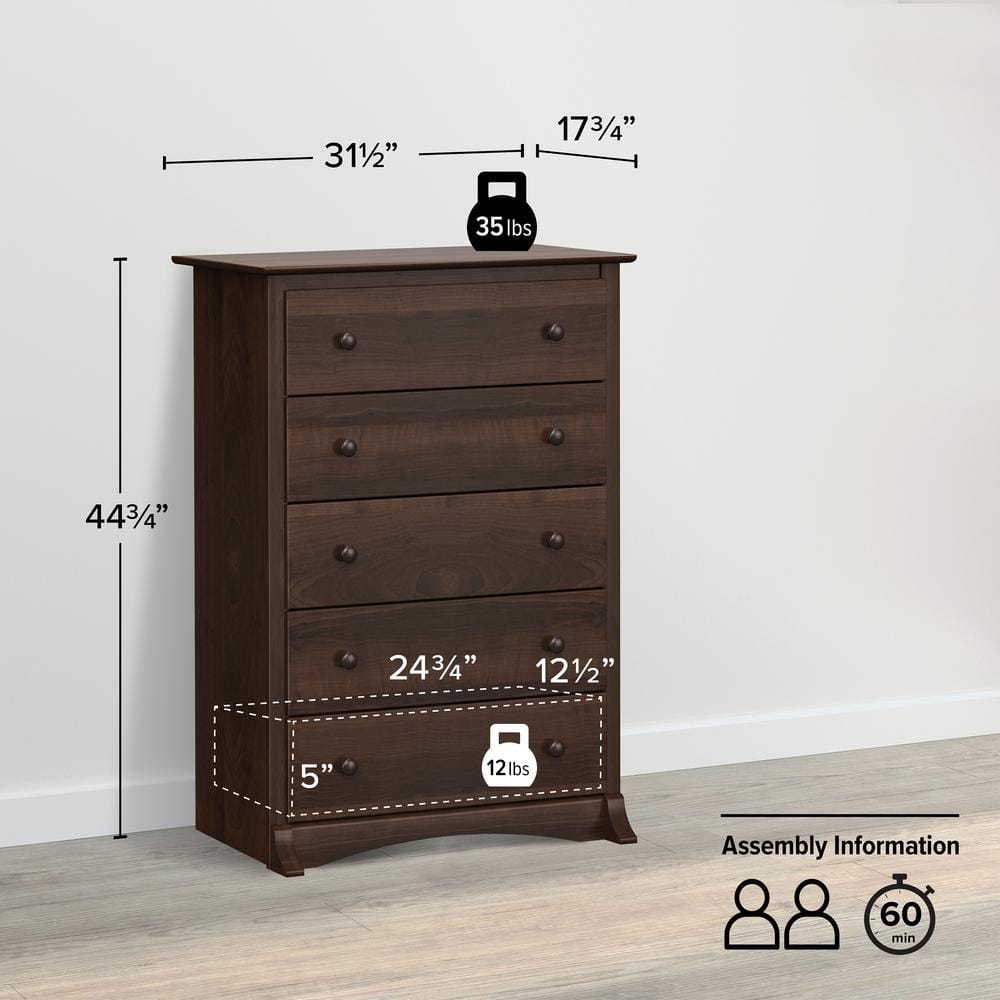 Espresso Fremont 5-Drawer Vertical Chest with Deep Drawers