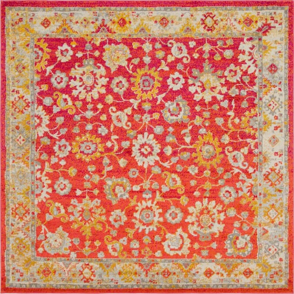 Unique Loom Penrose Krystle Rust Red 8 ft. x 8 ft. Square Rug