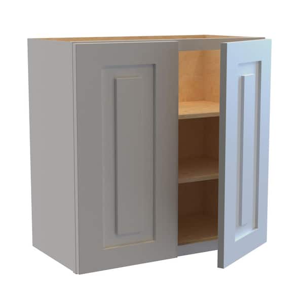 Home Decorators Collection Grayson 24 in. W x 12 in. D x 24 in. H Assembled Plywood Wall Bridge Kitchen Cabinet in Pearl Gray with Soft Close
