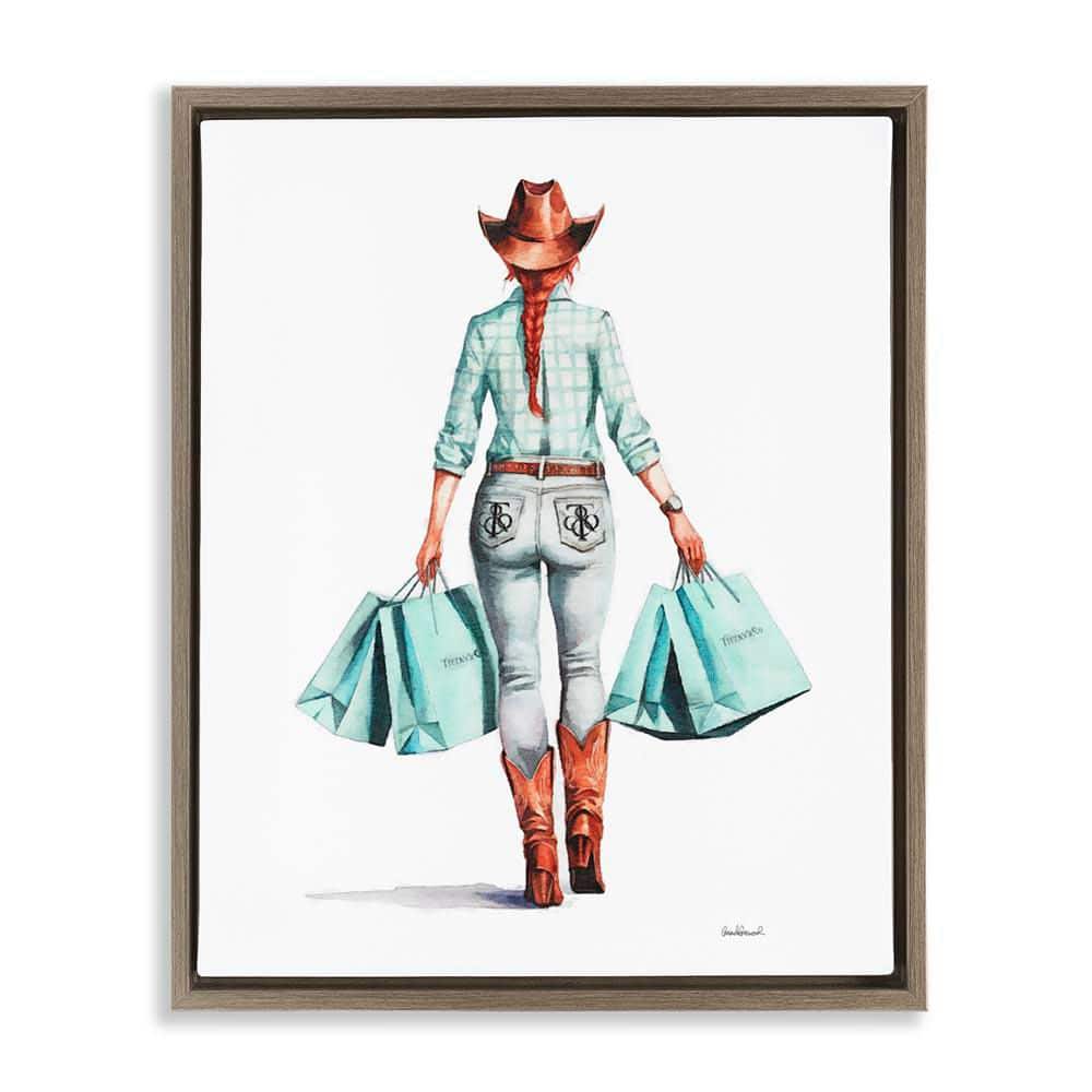 Trendy Country Cowgirl by Amanda Greenwood Brown Floater Frame People Graphic Art Print 21 in. x 17 in. price history on PriceWatchPro
