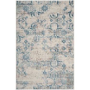 Artifact Blue/Cream 4 ft. x 6 ft. Floral Area Rug