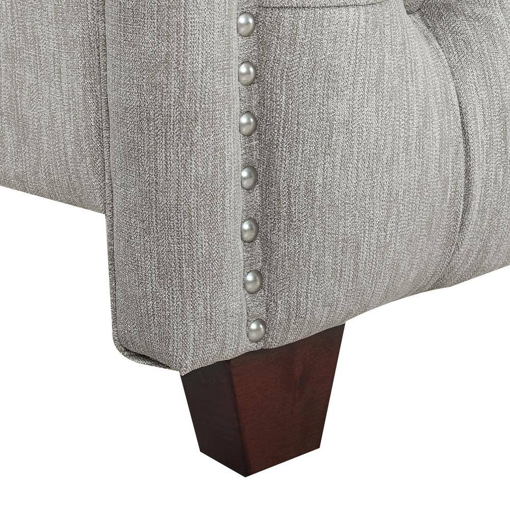 Marcella King Silver Grey Tufted Upholstered Bed with Nailhead Trim