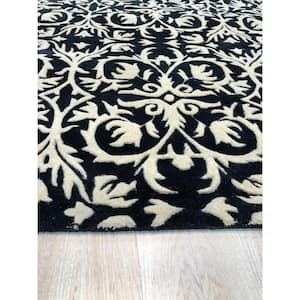 Black Hand-Tufted Wool/Viscose Contemporary Morgan Rug, 4' x 6', Area Rug