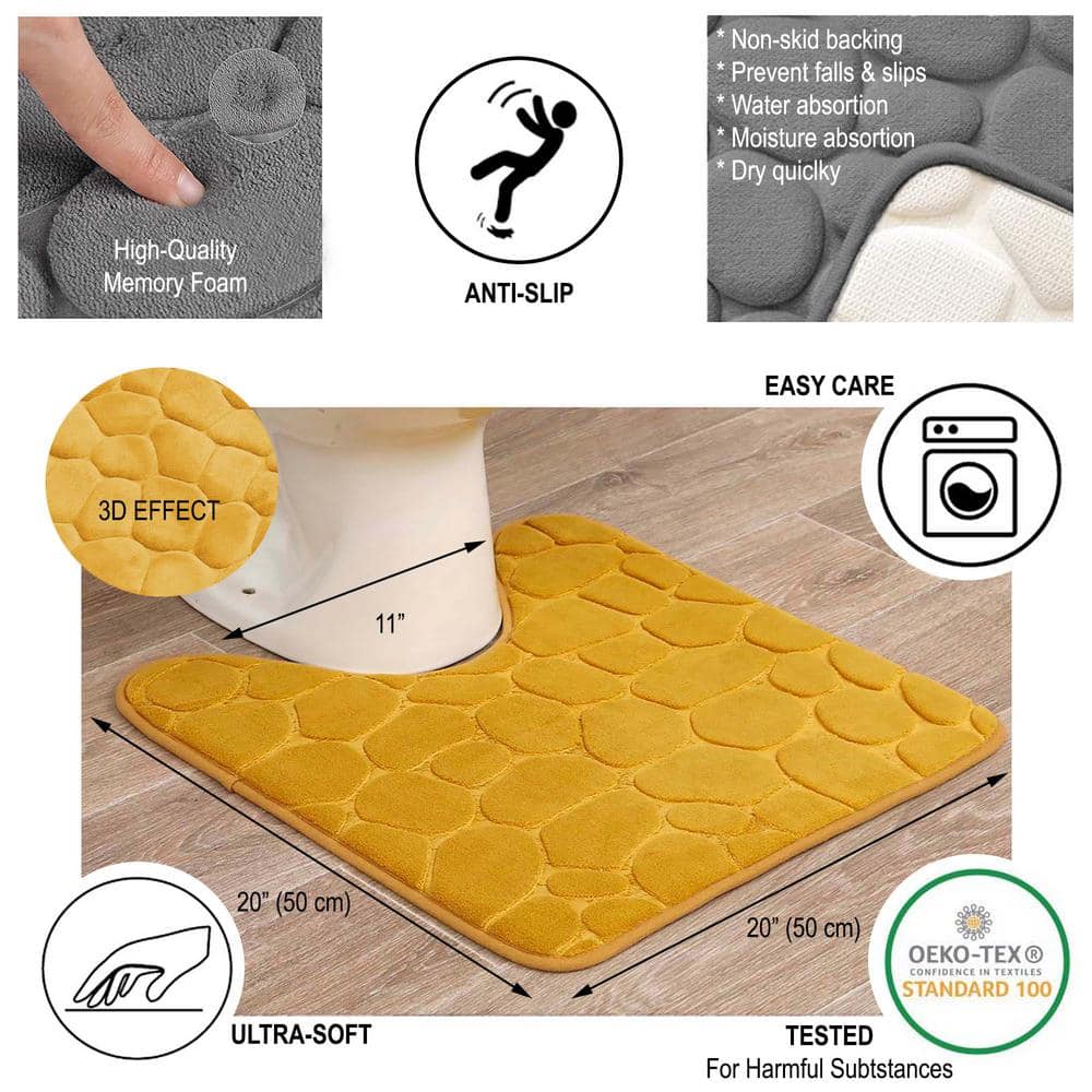 Yellow Mustard Memory Foam U-Shaped Contour Bath Rug