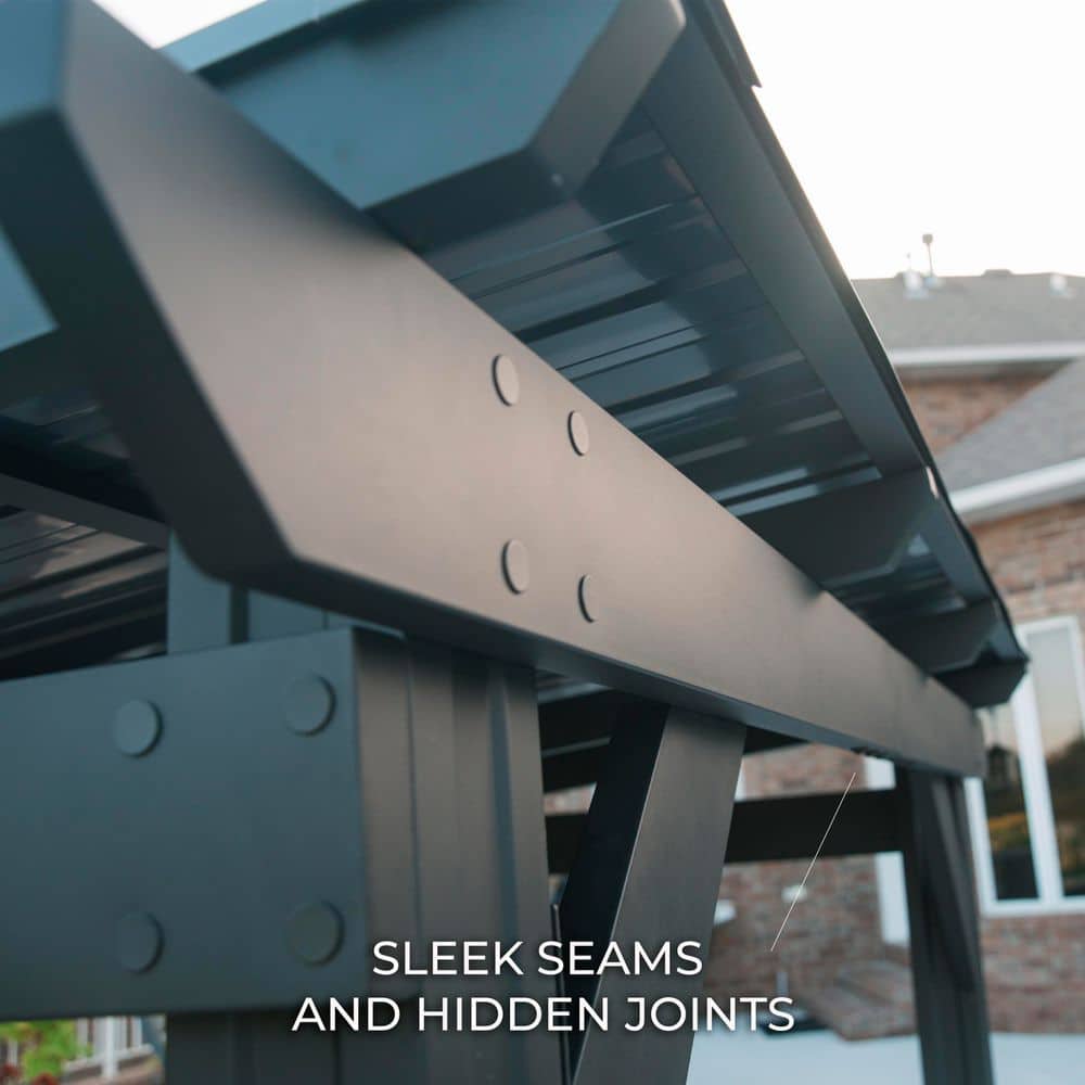 Rockport Black Steel Grill Gazebo with Galvanized Countertops