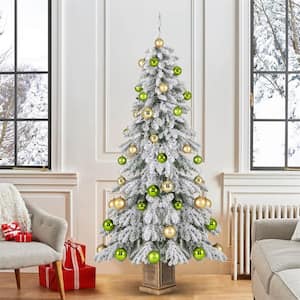 6 ft. Unlit Artificial Hinged Christmas Tree with 589 Flocked Branch Tips