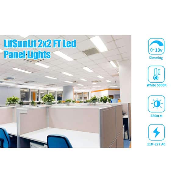 Honbei 2 ft. x 2 ft. 5800LM Integrated LED Panel Light 5000K 2 x 2 LED Recessed Back-Lit Drop Ceiling Light ETL Listed (6-Pack)