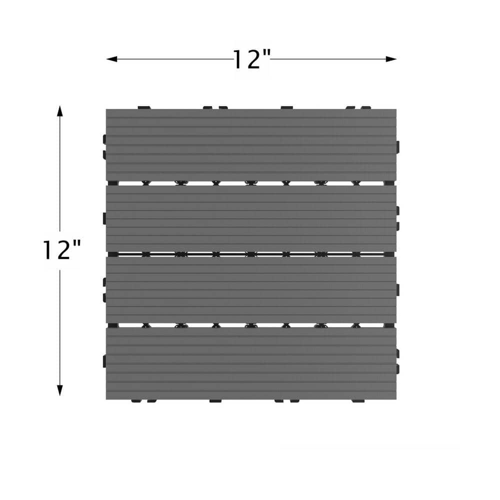 Dark Gray 12" Square Interlocking Waterproof Deck Tiles