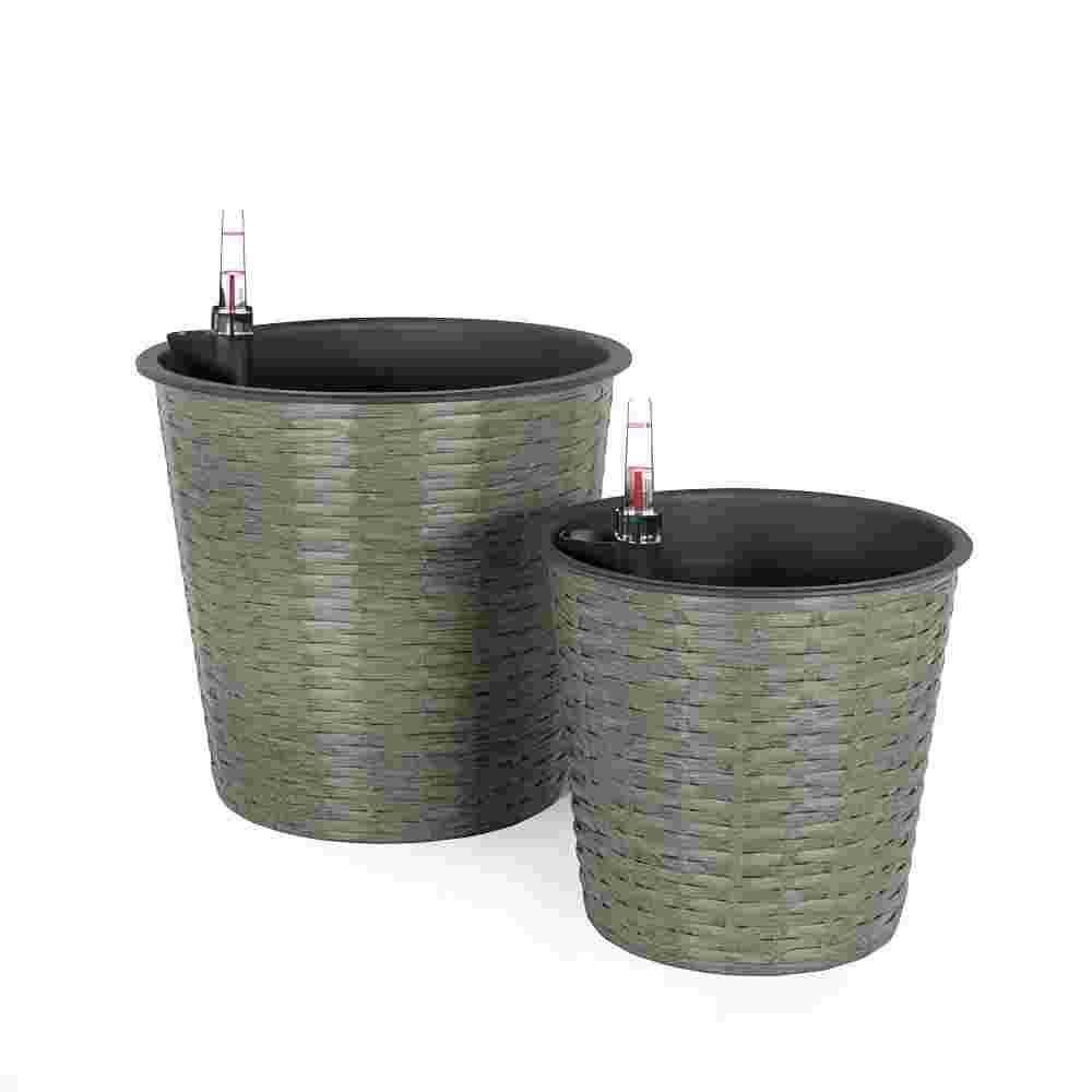 Round Self-watering Wicker Decor Round Planter in Grey（2-Pack） price history on PriceWatchPro