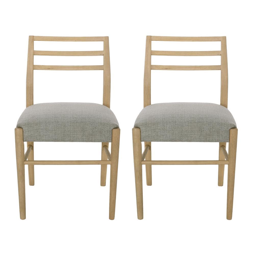 Noble House Fernleaf Gray Fabric and Wood Dining Chairs (Set of 2