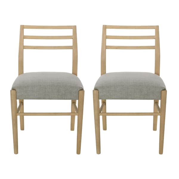 Noble House Fernleaf Gray Fabric and Wood Dining Chairs (Set of 2)