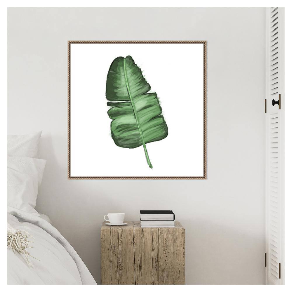 Leaves of the Tropics I Green Canvas Print with Bronze Frame