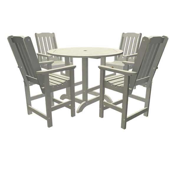 Highwood Springville Harbor Gray Counter Height Plastic Outdoor Dining Set in Harbor Gray Set of 4