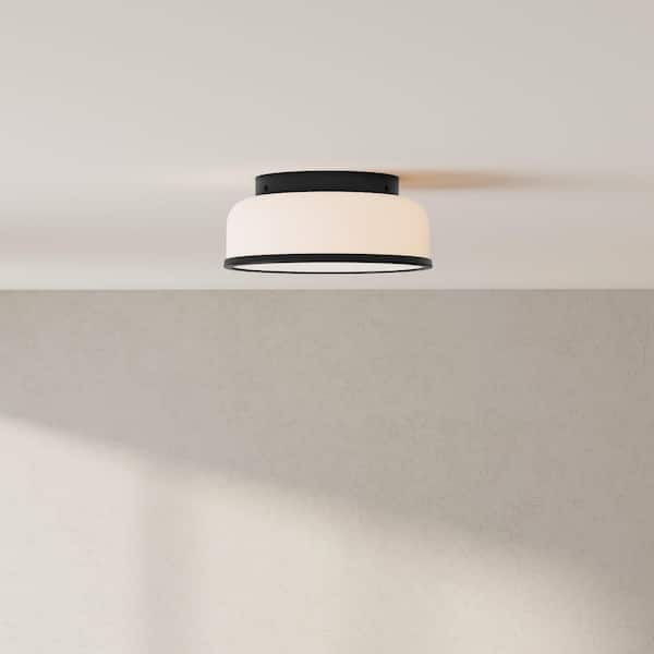 Progress Lighting Parkhurst Collection 2-Light Matte Black New Traditional 11-1/4 in. Flush Mount Light