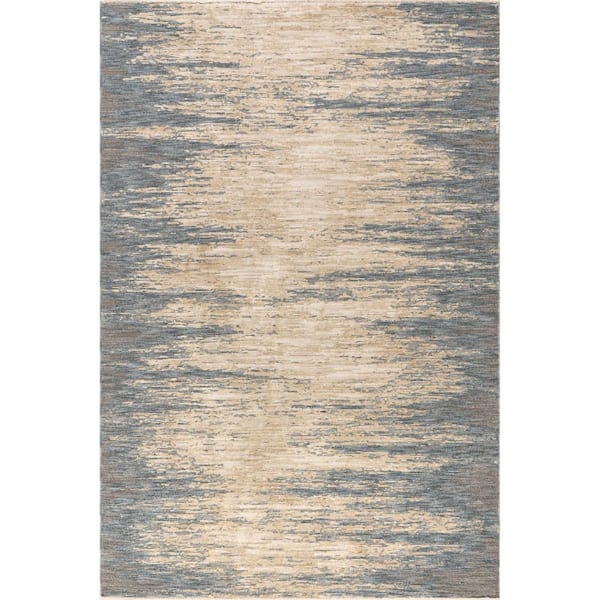 Fiadh Abstract Fringe Blue 8 ft. x 10 ft. Indoor/Outdoor Patio Rug