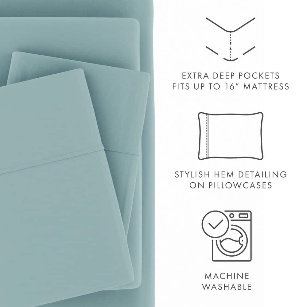 Ocean Blue King Microfiber Deep Pocket Bed Sheet Set