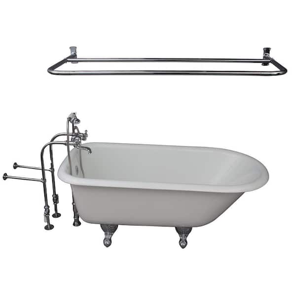 Barclay Products 5.6 ft. Cast Iron Ball and Claw Feet Roll Top Tub in White with Polished Chrome Accessories