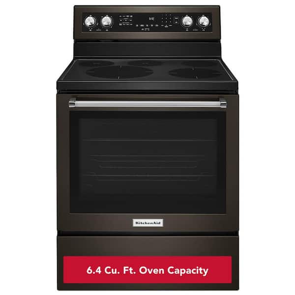 6.4 cu. ft. 5 Burner Element Electric Range with Self-Cleaning Convection Oven in PrintShield Black Stainless