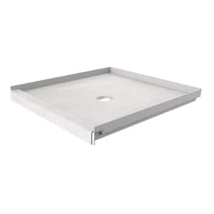 36 in. L x 36 in. W Single Threshold Alcove Shower Pan Base with Center Drain in Dune