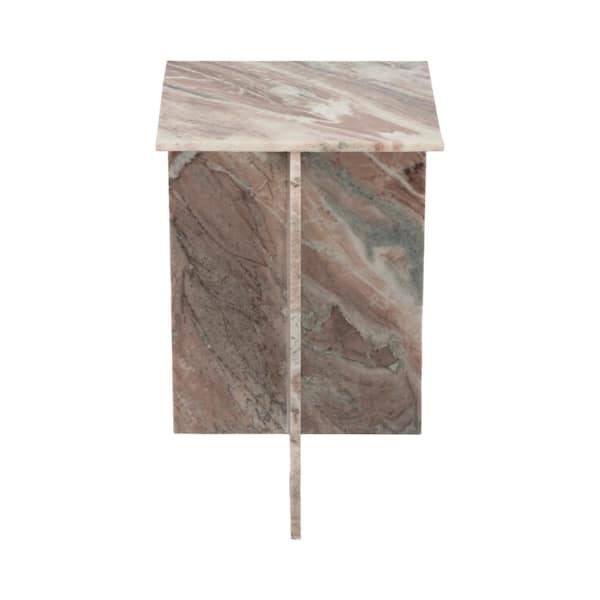 Liv & Skye 13 in. Brown Rectangle Marble Accent Table
