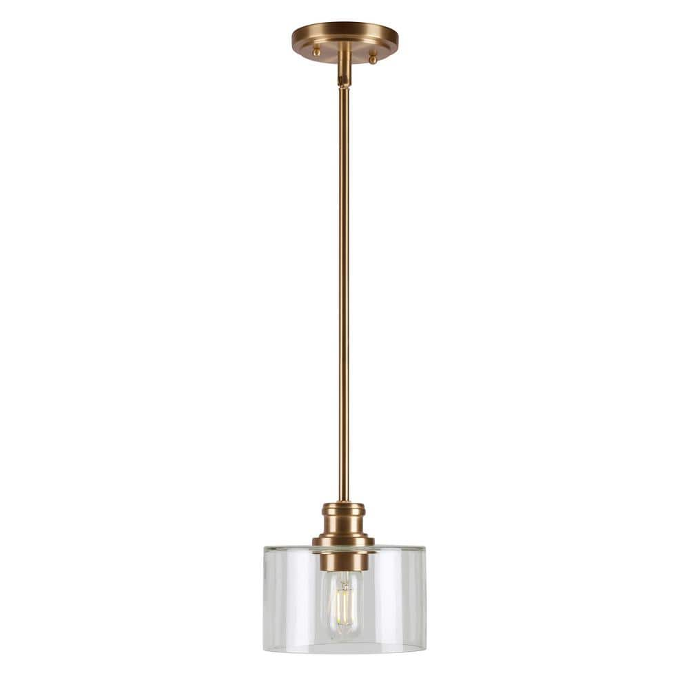 Zane 1-Light Soft Gold Pendant with Clear Glass 2748-01-12 - The Home Depot